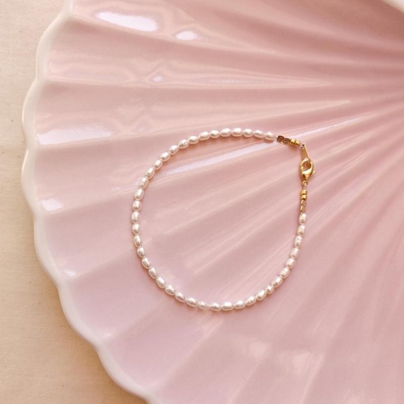 Hengsheng 2-3mm Rice Shape Natural Freshwater Pearl Bracelet for Women 16cm 18cm 20cm Mini Pearl Bracelet Jewelry Gift