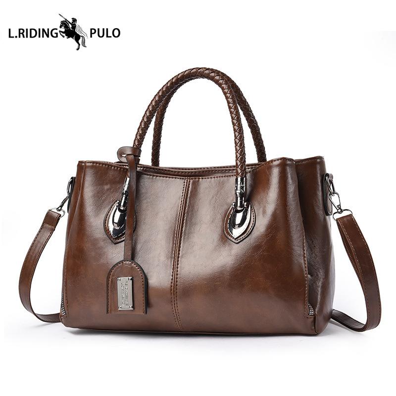 Borsa da Donna Retrò, Pelle Cerata Trendy e alla Moda, Nuovo Stile, Borsa a Mano, Borsa a Spalla, Borsa a Tracolla