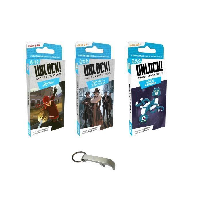 Lot 3 Unlock Short Adventures, Version Française Red Mask + Meurtre À Birmingham + Le Chat De M. Schrödinger + 1 Décapsuleur Blumie
