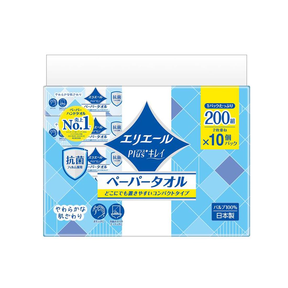 

Elleair Kirei Paper Компактные 200 пар x 10 упаковок Плюс+ Салфетки, Тип,