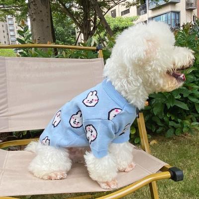 Puppy Sweater Cute Rabbit Print Dog Knitted Coat Cat Clothing Dog Clothes for Small Dogs Chihuahua Bichon Poodle Dog Apparels