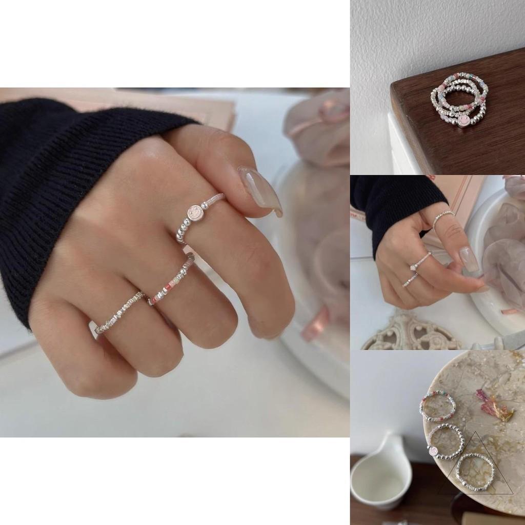 Beautiful Smiley Face Bead Adjustable Ring For Women Copper Fashion Jewelry