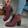 Women'S Mid-Heel Ankle Boots with Side Zipper - Comfortable Faux Cover, Decorative Buckle Design, All-Season Versatile Casual Shoes for Casual Attire