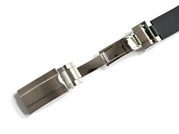 King Watch Parts Compatible with Rolex Aftermarket Rubber Strap with Buckle for Explorer Black Stainless Steel 19mm [Import Original] Etc.