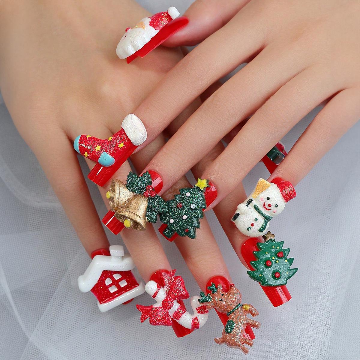 

Santa Claus Series XL Long Wearable Cartoon Resin Press-On Nails