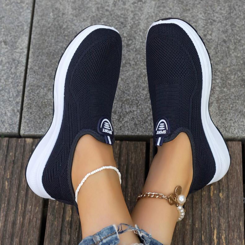 Fashion Breathable Non-slip Flying Woven Shoes, Mesh Shoes, Women's Comfortable Slip-on Lightweight Driving Shoes Soft-soled Comfortable Walking Shoes