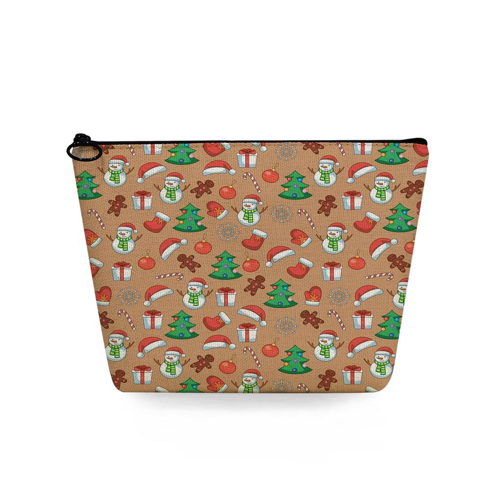 Women Christmas Snowman Print Cosmetic Bag Toiletries Organize Travel Storage Case  6367