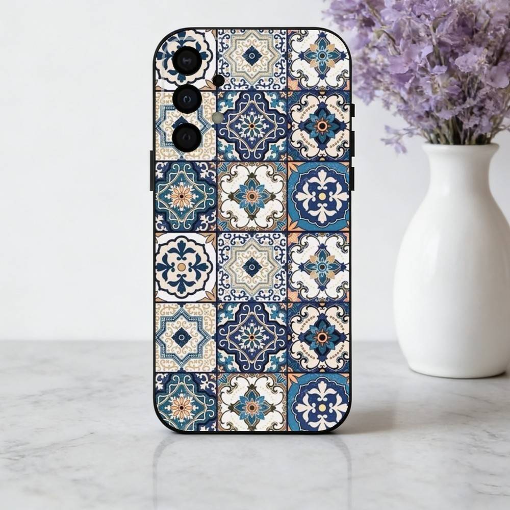 T-Tile M-Moroccan Cool Art Phone Case For Samsung Galaxy A73,A72,A71,A70,A53,A52,A51,Soft Silicone Black Cover