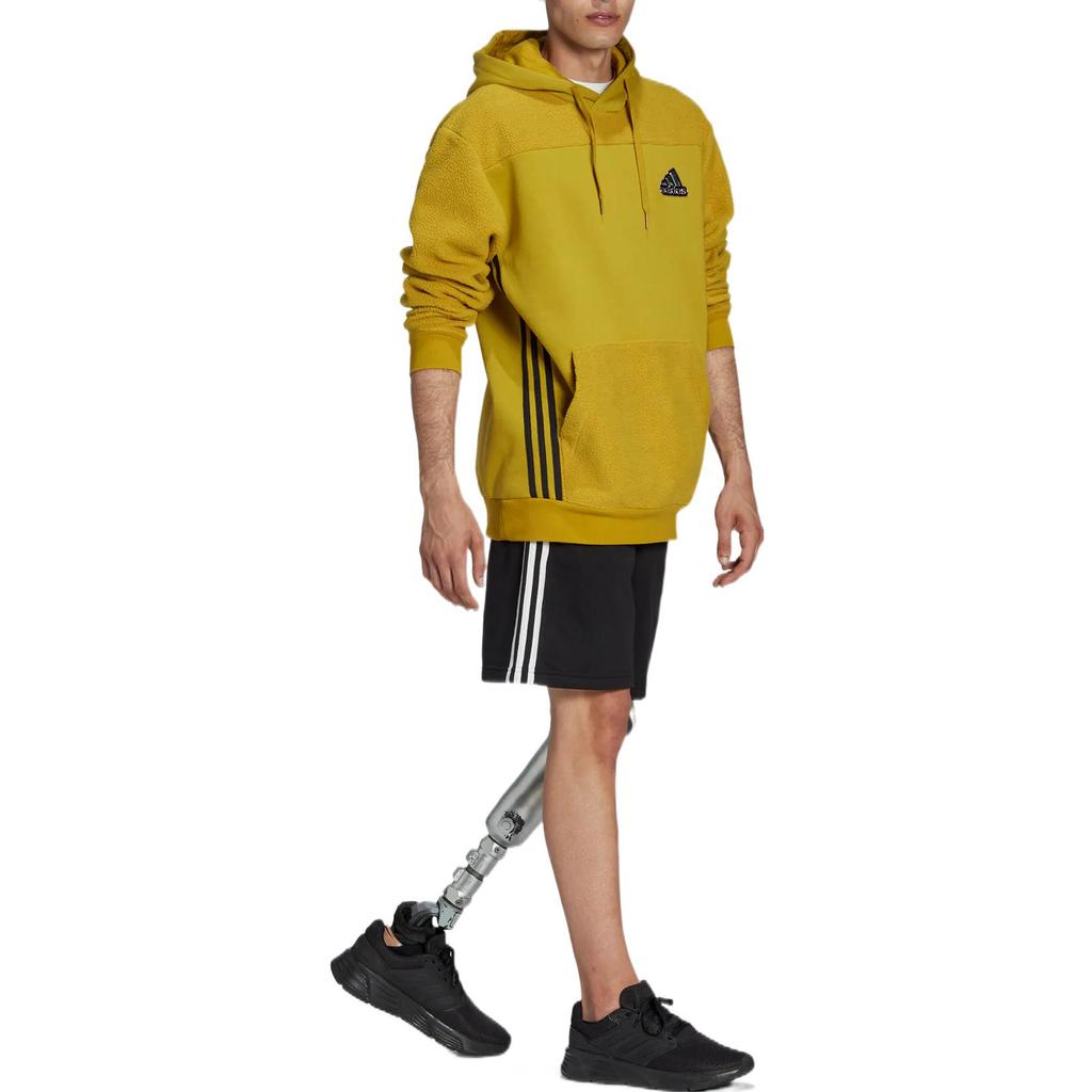 adidas Essentials Fleece Hoodie With Drawstring Men Sweatshirt Yellow HL6903