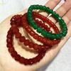 Natural Agate Cut Face Pan Bead Bracelet Fashionable Diamond Face Old Bead Bracelet Green Agate Four-sided Laicai Bracelet