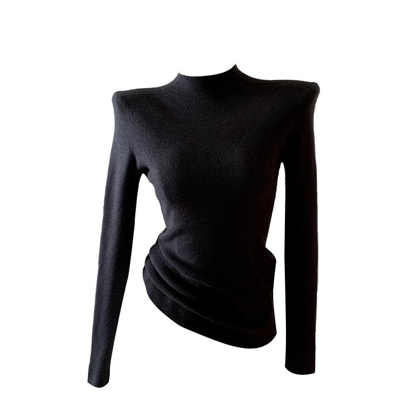 Maglione Base a Collo Alto Mezzo Collo in Cashmere Grigio da Donna con Stile Nuovo Autunno e Inverno Top a Manica Lunga
