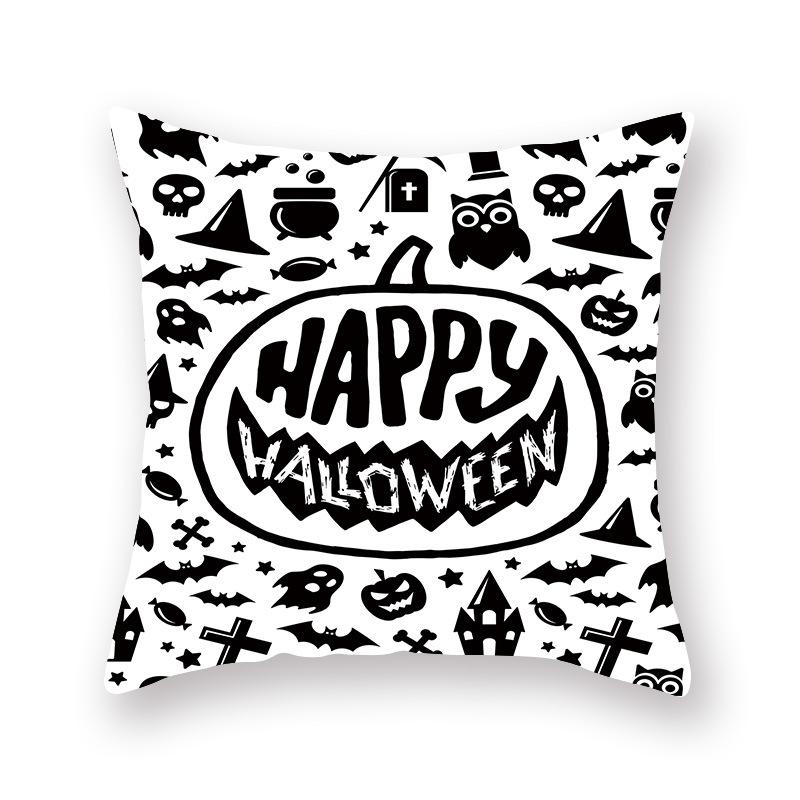 Halloween Pillow Cover Cartoon Skull New Short Velvet Cushion Cover Sofa Cushion