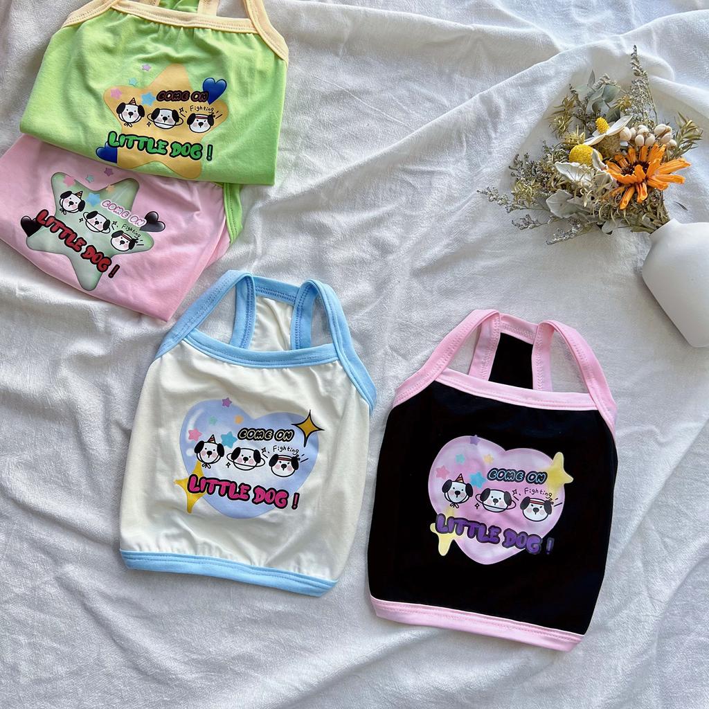 American Retro Pet Pure Cotton Sling Vest Spring and Summer, Suitable for Teddy Bears, Cats, Etc