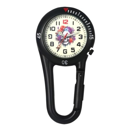 Skull Keychain Clip Watch: Luminous Analog Skull Pendant Watch, Perfect for Backpacks, Hiking, and Outdoor Activities - Halloween Gift