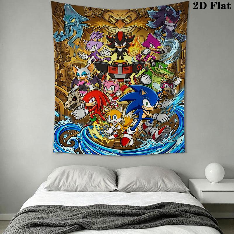 Hedgehog Sonic Thrust Wall Hanging Printed Fabric Blanket Decorative Tapestries for Bedroom Living Room Home Decor