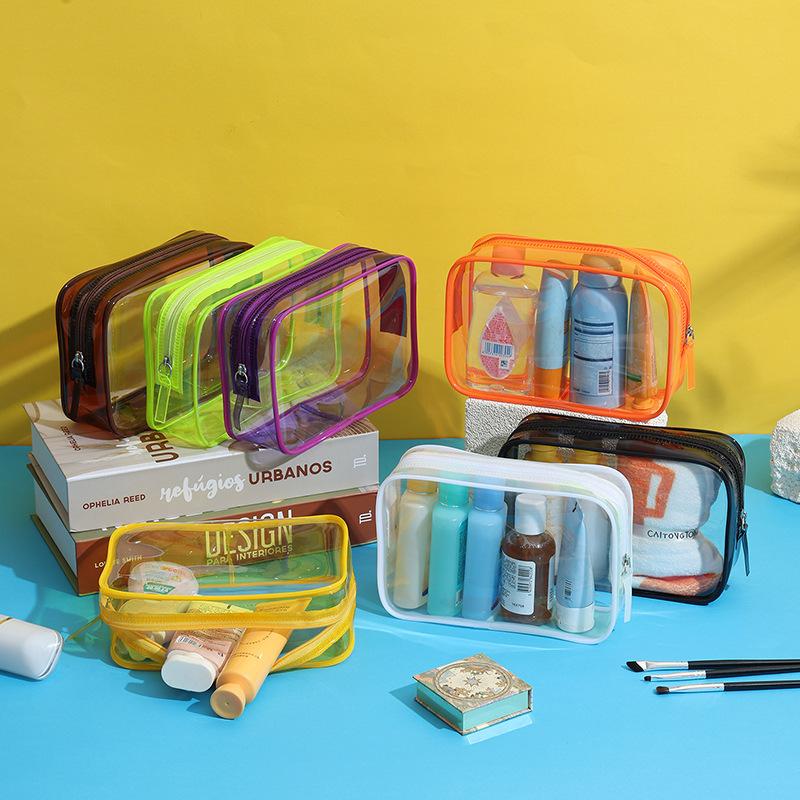 PVC Clear Travel Storage Bag Waterproof Durable Toiletry Makeup Organizer for College Dorm Bathroom Vacation