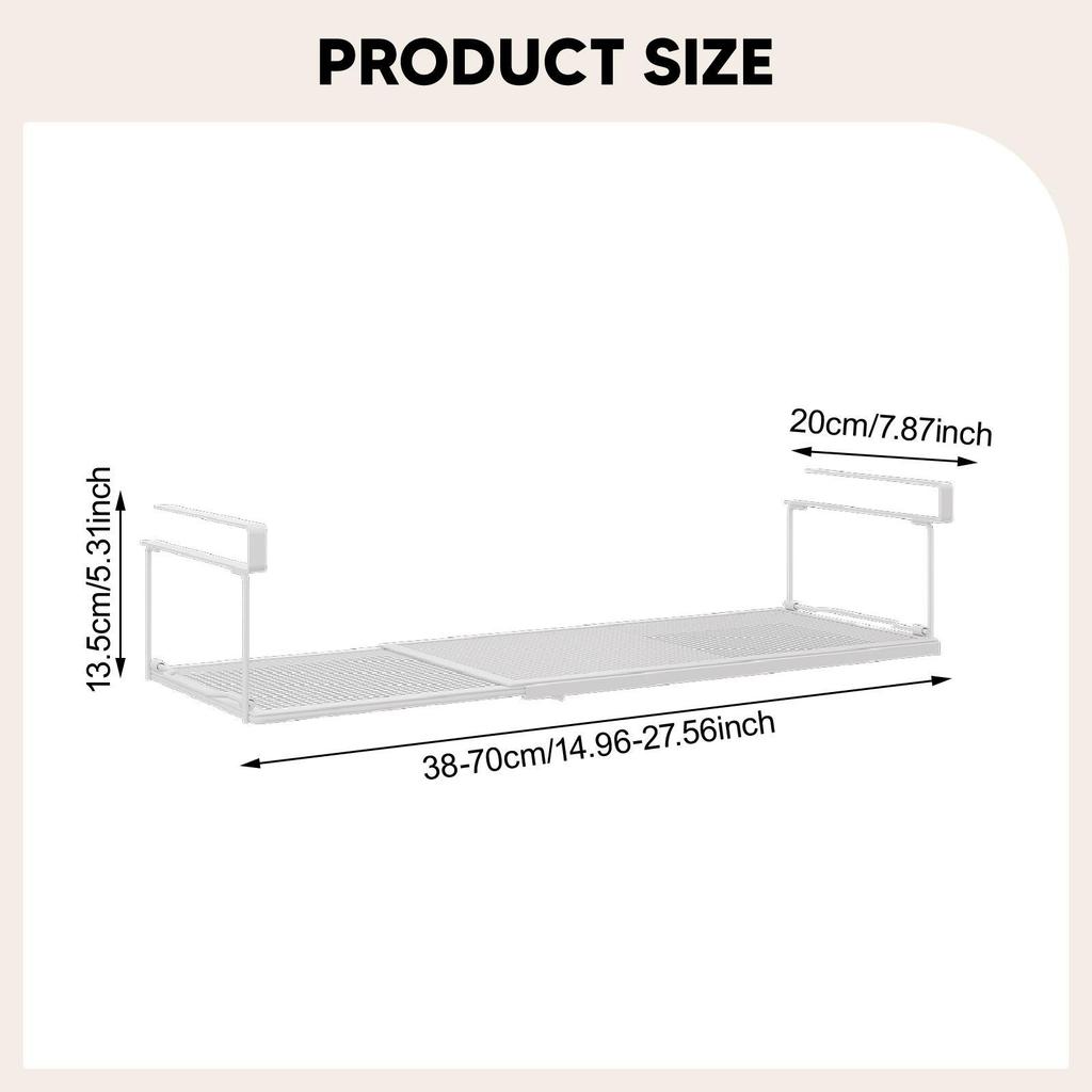 Under Shelf Storage Basket Expandable Carbon Steel Kitchen Cabinet Organizer Shelf for Office Pantry
