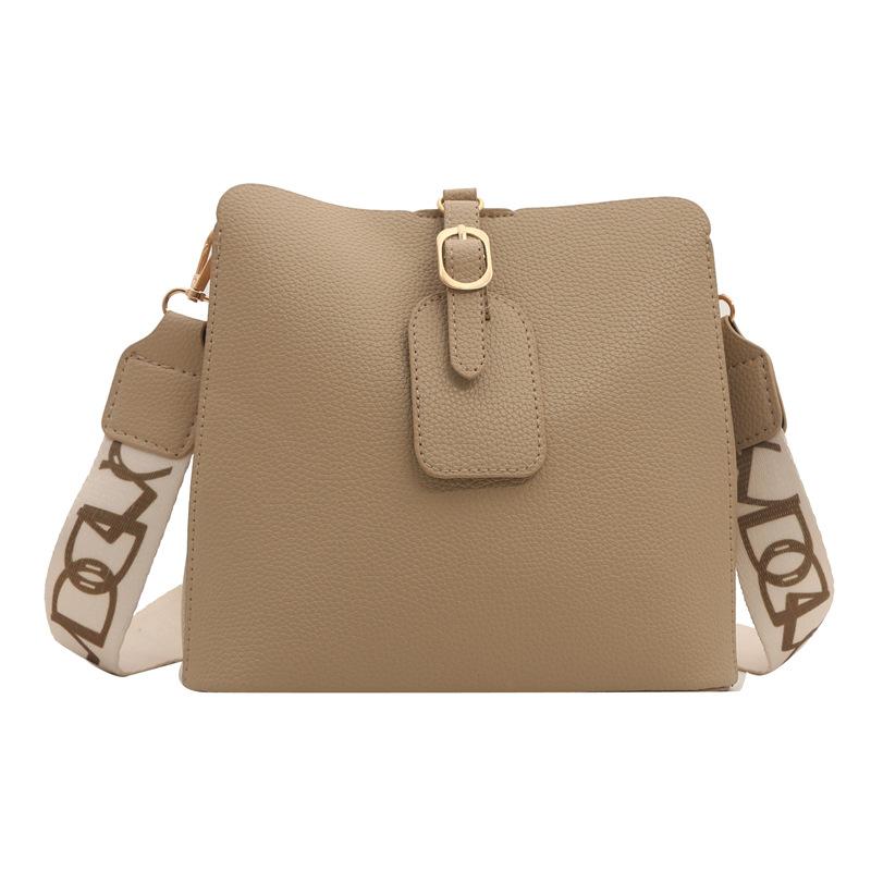 Textured Pu Bucket Bag Women'S Bag Retro Solid Color Shoulder Bag Versatile Messenger Bag
