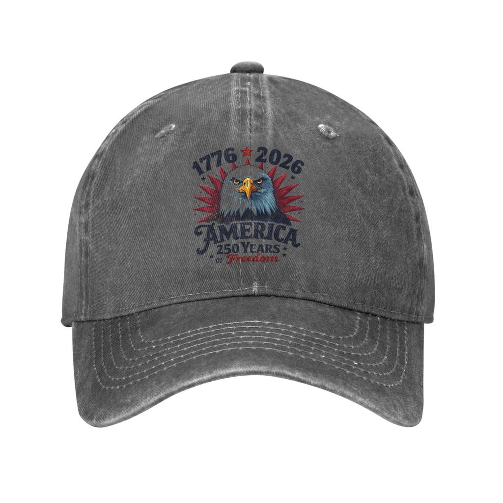 USA Th Anniversary American Baseball Caps Casual Distressed Denim Washed Sun Cap for Unisex Women Outdoor Adjustable Fit Cap