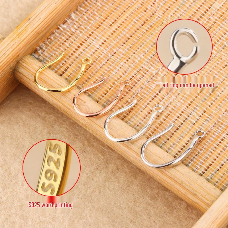 Tingxiang DIY S925 Sterling Silver Smooth Wide Earring Hooks for Handmade Jewelry.