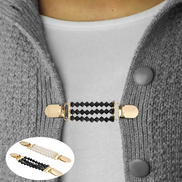 1 Stück Entenclips Flexibel Perlen Perle Schal Bluse Hemd Pullover Strickjacke Kragenclips
