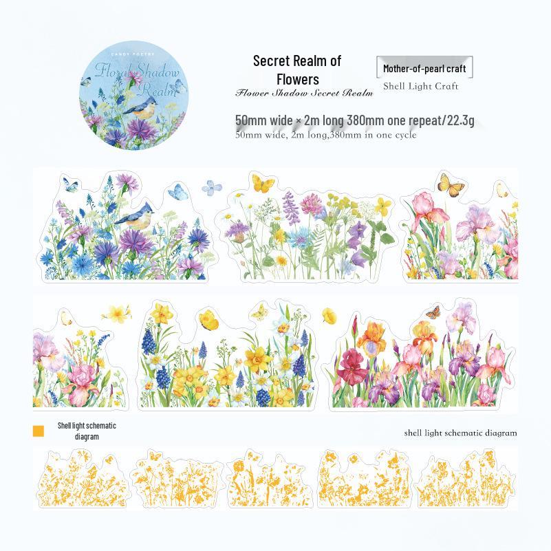 Sugar Poem Wildflower Branches PET Tape: Retro Dreamy Plant Journal Decoration Material