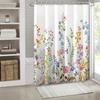 1Pc 180X180Cm Water-Resistant Floral Shower Curtain - Polyester, 12 Hooks, All-Season, Machine Washable, Flower Pattern