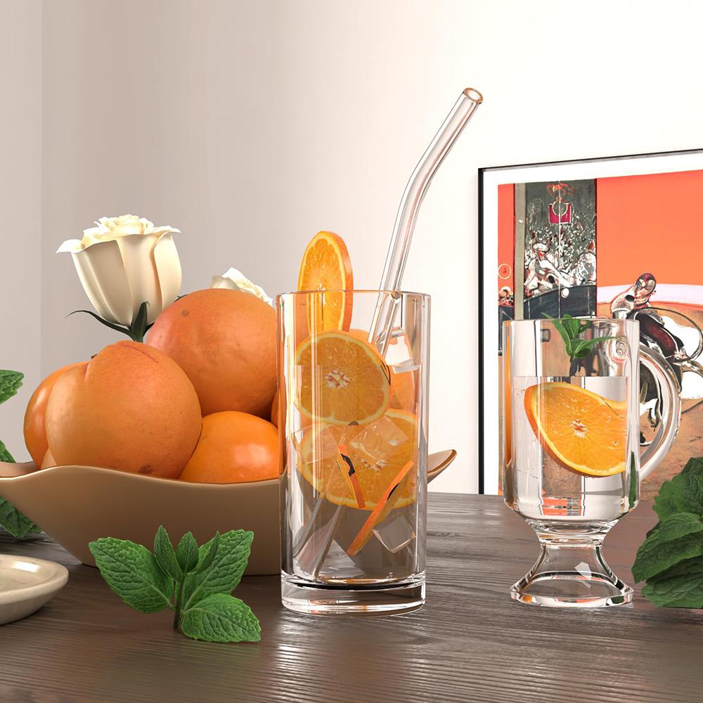 5 ks opakovaně použitelných skleněných brček na pití, náhradní brčko 7,88'' x 8 mm, průhledné praktické brčko pro sklenice na smoothie o objemu 20/30/32 oz