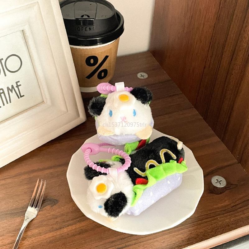 Cute Hot Burger Puppy Plush Pendant Stuffed Toy Dog Doll Children's Cartoon Keychain Doll Birthday Gift Kawaii Bag Decor