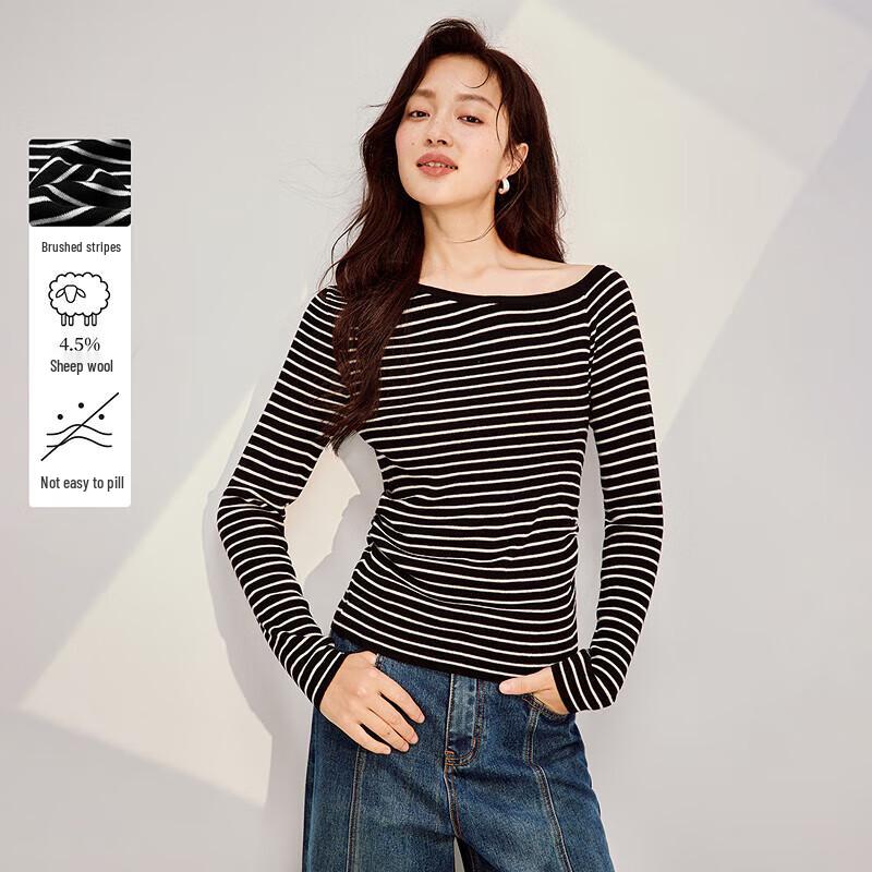 

INMAN Трикотажная футболка с косым плечом, цветными блоками и полосками XL