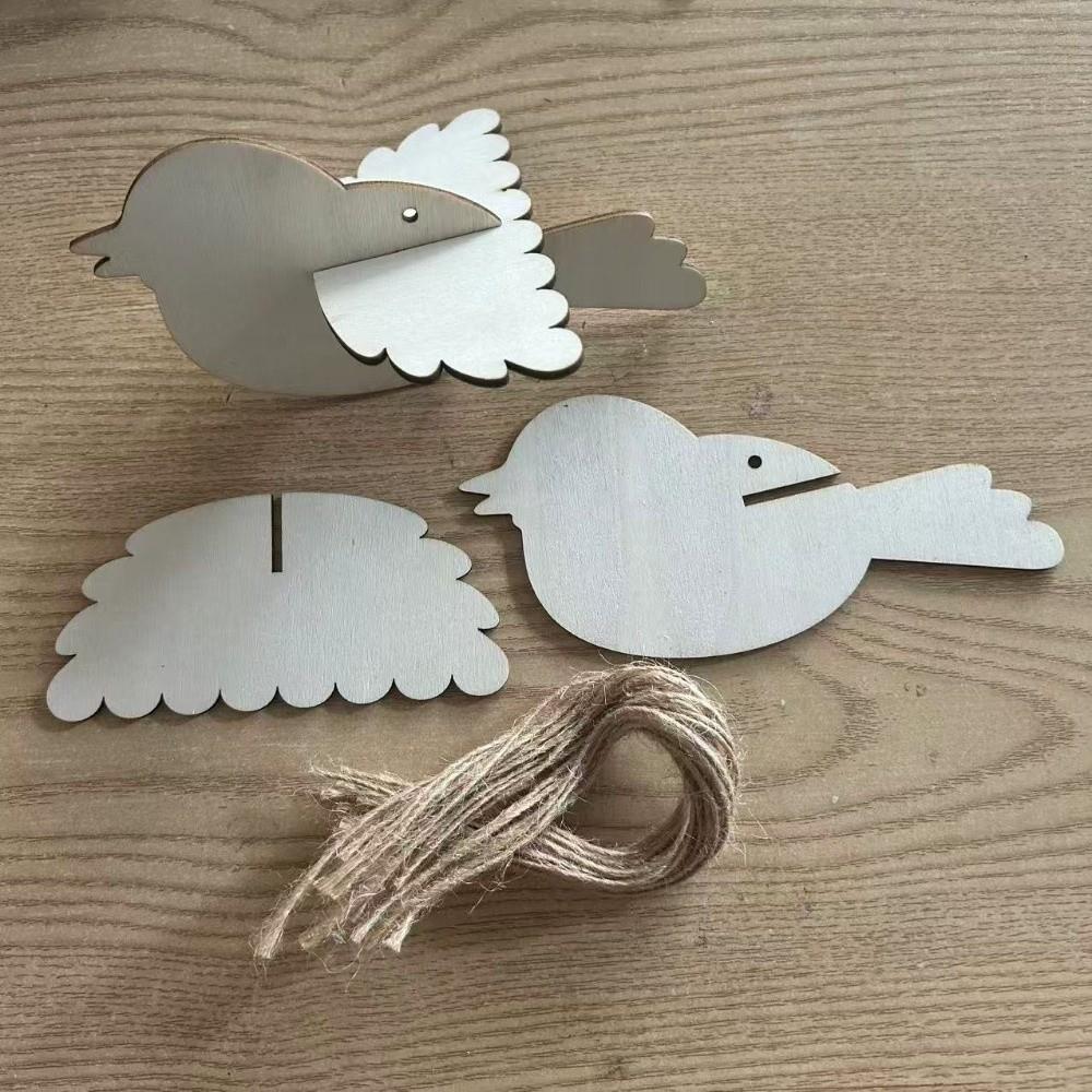 3 Stück Handgemachtes DIY Vogelornament Tier 3D Vogel zum Aufhängen Lustig Kinder Lernwerkzeuge Holz Vogel Dekoration Party