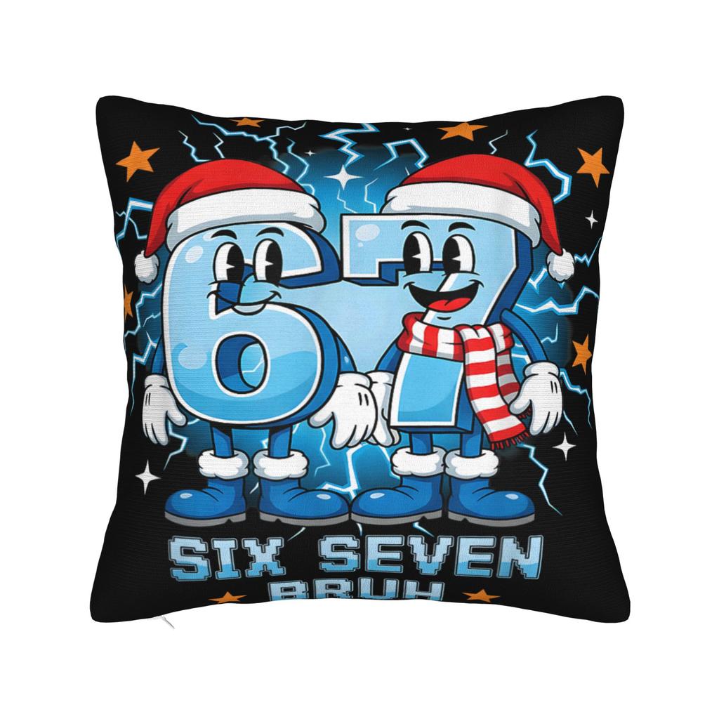 67 Six Seven 6-7 Funny Italian Brainrot Meme Pillow Cover  Soft Cushion Cover Cute Funny Pillow Case For Sofa Bedroom Home Decor