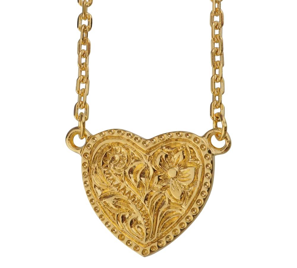 Abalent Heart Necklace, Hawaiian Jewelry Necklace, Gold and Sterling Silver 925, 40cm-45cm, Hawaiian Jewelry, Women s Necklace, Plumeria, Scroll, Wave