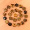 25Pcs/1Pack Natural Crystal Quartz Agate Rune Letters Unperforated Discs Set,Palm Stones Viking Nordic Amulet Divination Ornaments Decoration Jewelry