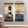 2Pcs- Nautical Style Lighthouse Pattern Printed Curtains, Window Decorations, Home Decorations, Room Decorations