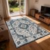 Persian Blue White Carpet Ethnic Style Living Room Decoration Sofa Rug Short Velvet Easy Clean Bedroom Parlor Floor Mat Non-slip