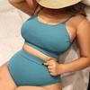 2025 Bikini halter plus size dla kobiet - Jednokolorowy strój kąpielowy wakacyjny