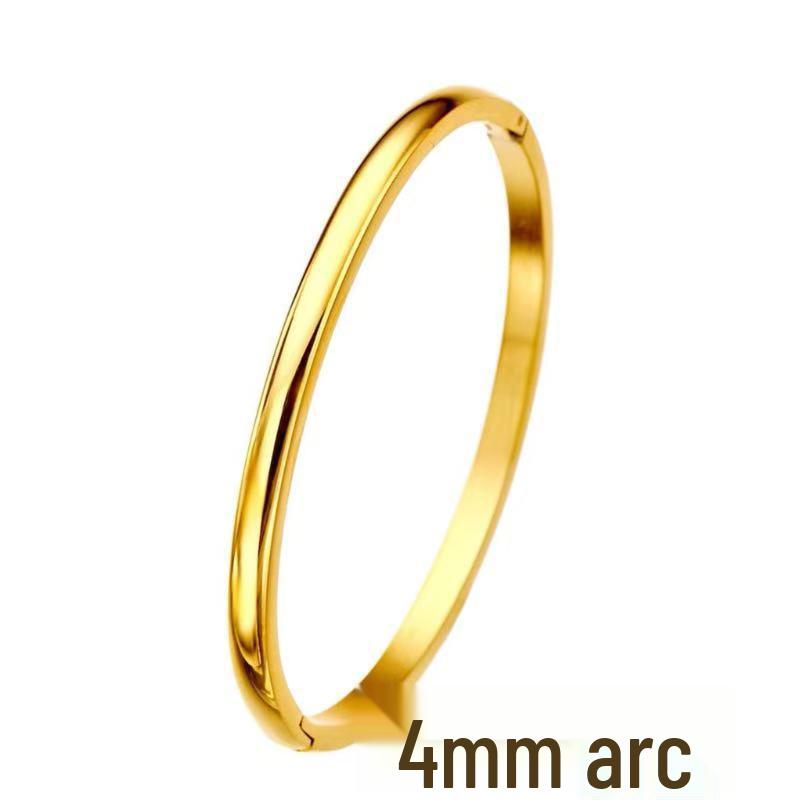 Women's Adjustable C-Shaped Titanium Steel Bracelet - 6mm Wide, Stainless Steel, Colorfast Jewelry