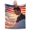 Charlie Kirk American Flag Blanket Fleece Spring/Autumn   Multifunction Warm Throw Blankets for Bed Office Rug Piece