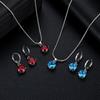 Damen-Schmuckset mit rundem Zirkonia-Anhänger, Kette, Halskette, Creolen und Ohrringen