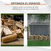 Log Storage Shed, Galvanized Steel, Sloped Roof, 185 x 84 x 133.5/148.5 cm, Grey