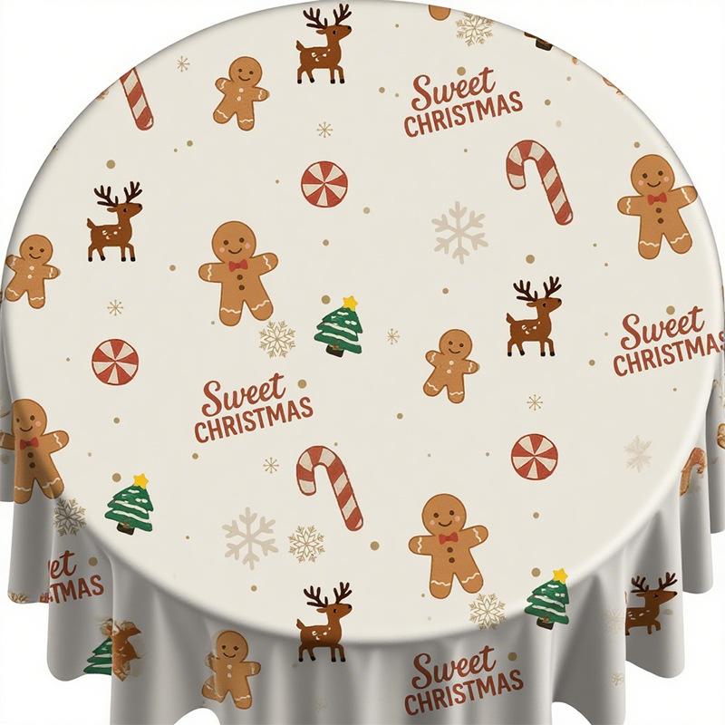 Christmas round tablecloth tablecloth living room home holiday decoration heat insulation anti-scalding tableware
