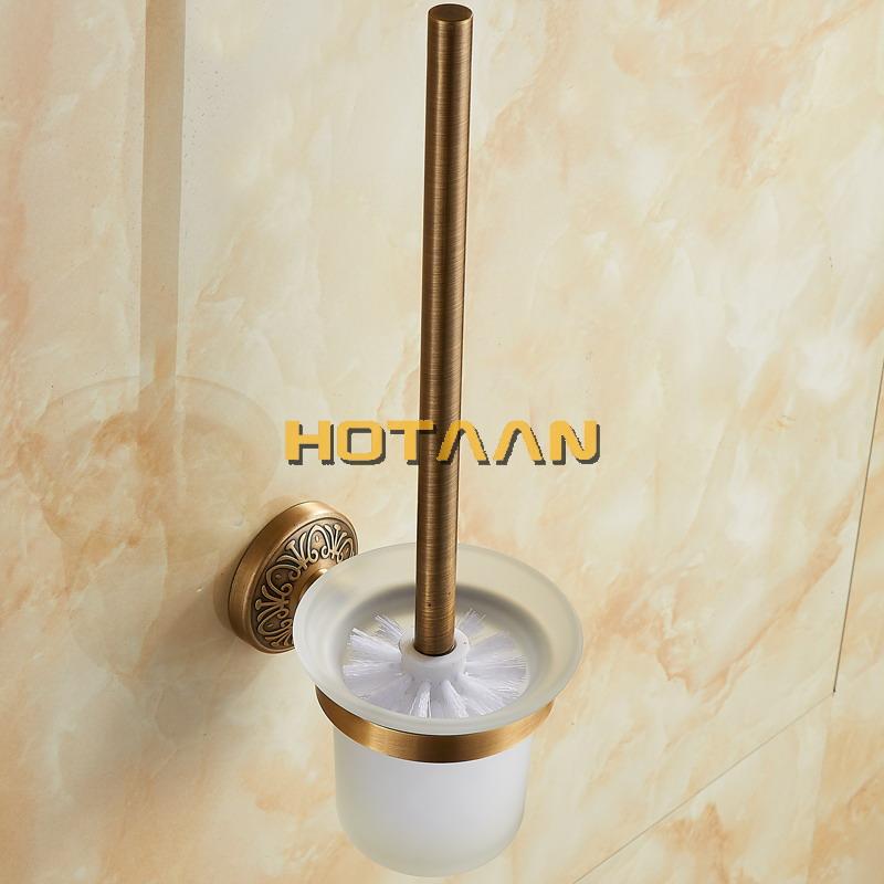 Antique Brass Color Wall Mounted Solid Aluminium Made Anti-Rust Toilet Brush Holder For Bathroom Accessories Set Bath Products