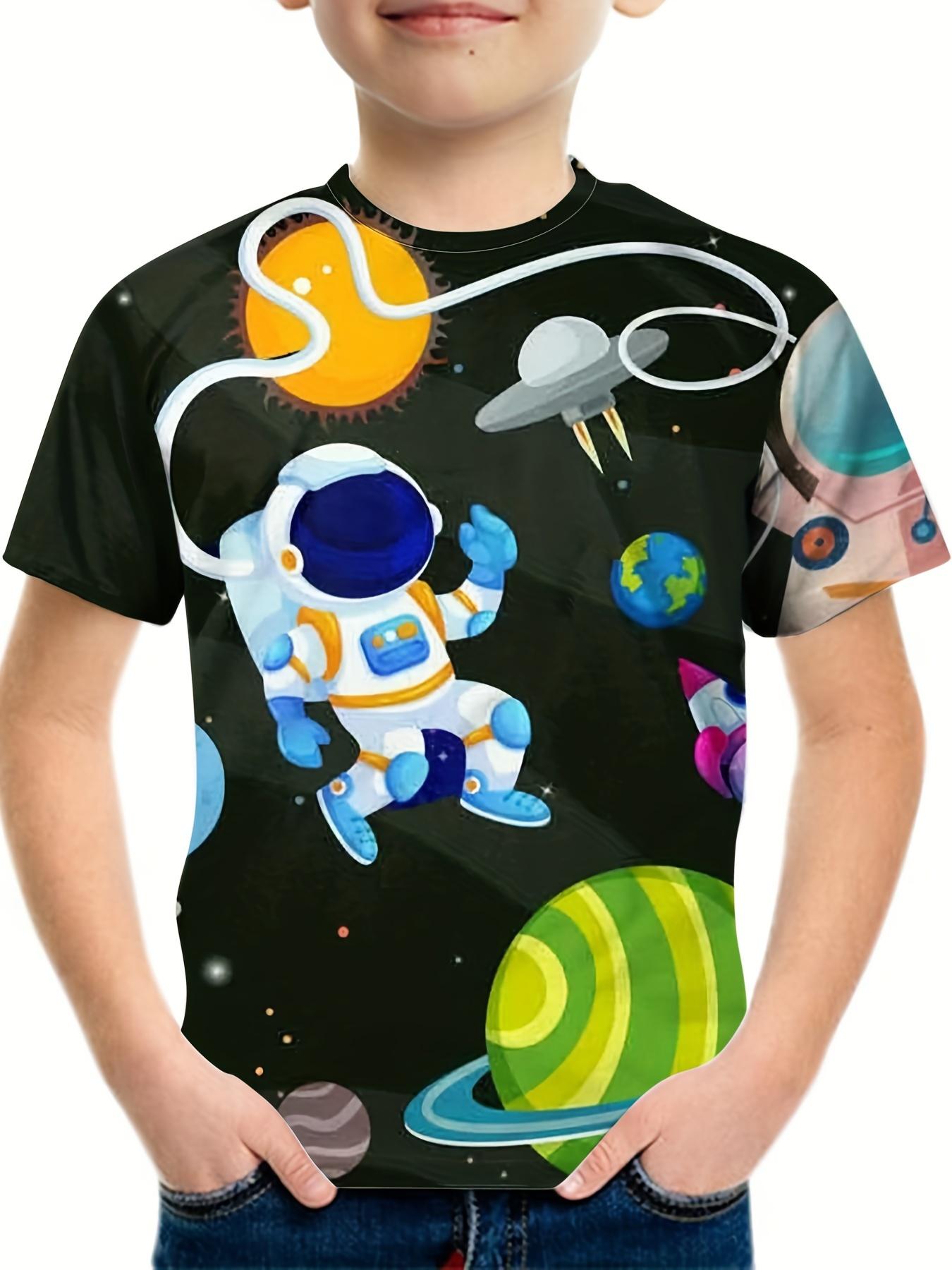 

Дитяча футболка з 3D-принтом «Астронавт» для хлопчиків і дівчаток, дитячі топи з короткими рукавами, футболки для хлопчиків, дитячі футболки, літня підліткова футболка 160