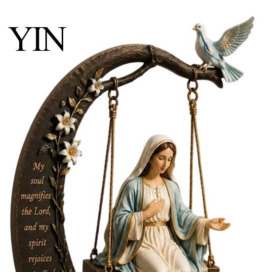 Bibelstudien-Raumzubehör Christliche Jungfrau Maria Schaukel-Ornament, Katholische Vers-Heimdekoration, Gesegnete Religiöse Statue für Regal Harzfigur