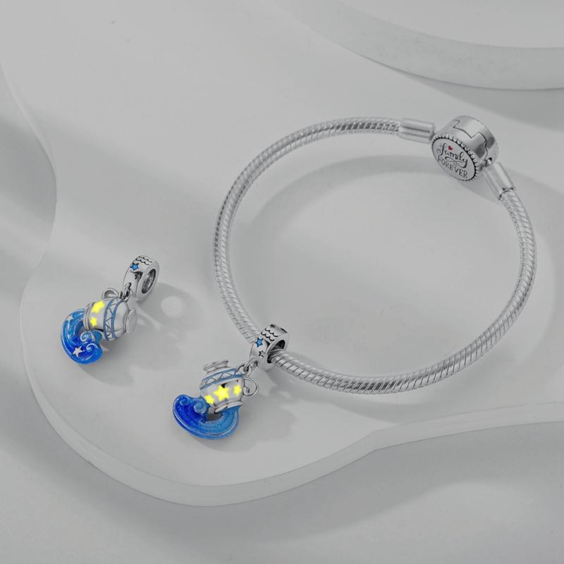 Sales 925 Silver Luminous Twelve Constellations Charms Bead Fit Bracelet DIY Women Birthday Jewelry Gifts