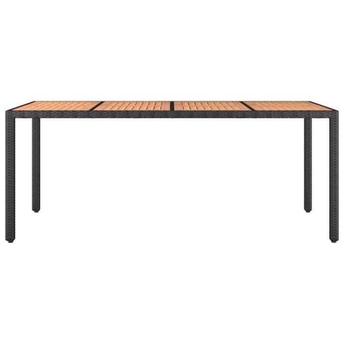 VidaXL Table de jardin plateau en bois Noir Résine tressée bois massif 319554