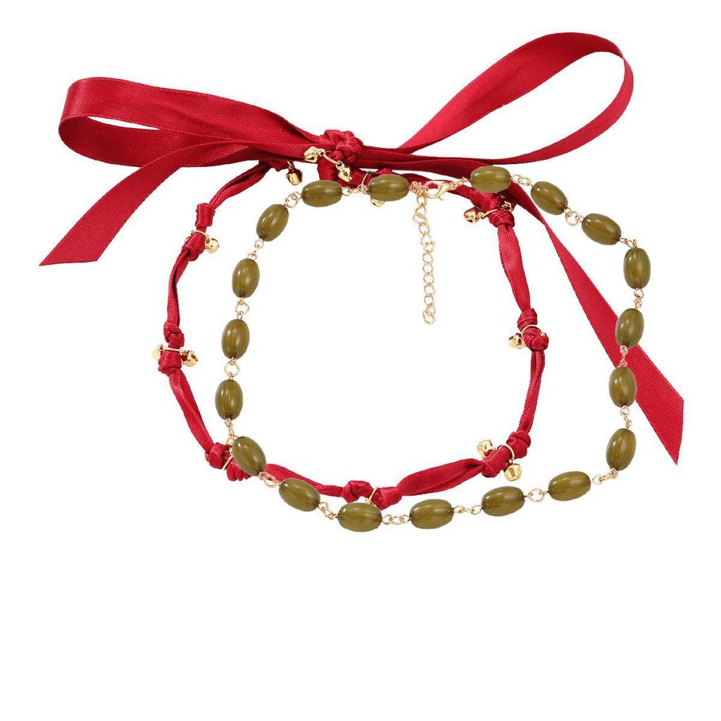 Elegant Grosgrain Bow & Bell Necklace Set: European & American Style Party Accessories for Women
