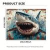 2D Grunge Brick Wall Giant Shark Background for Man Cave Bar Interior Decoration