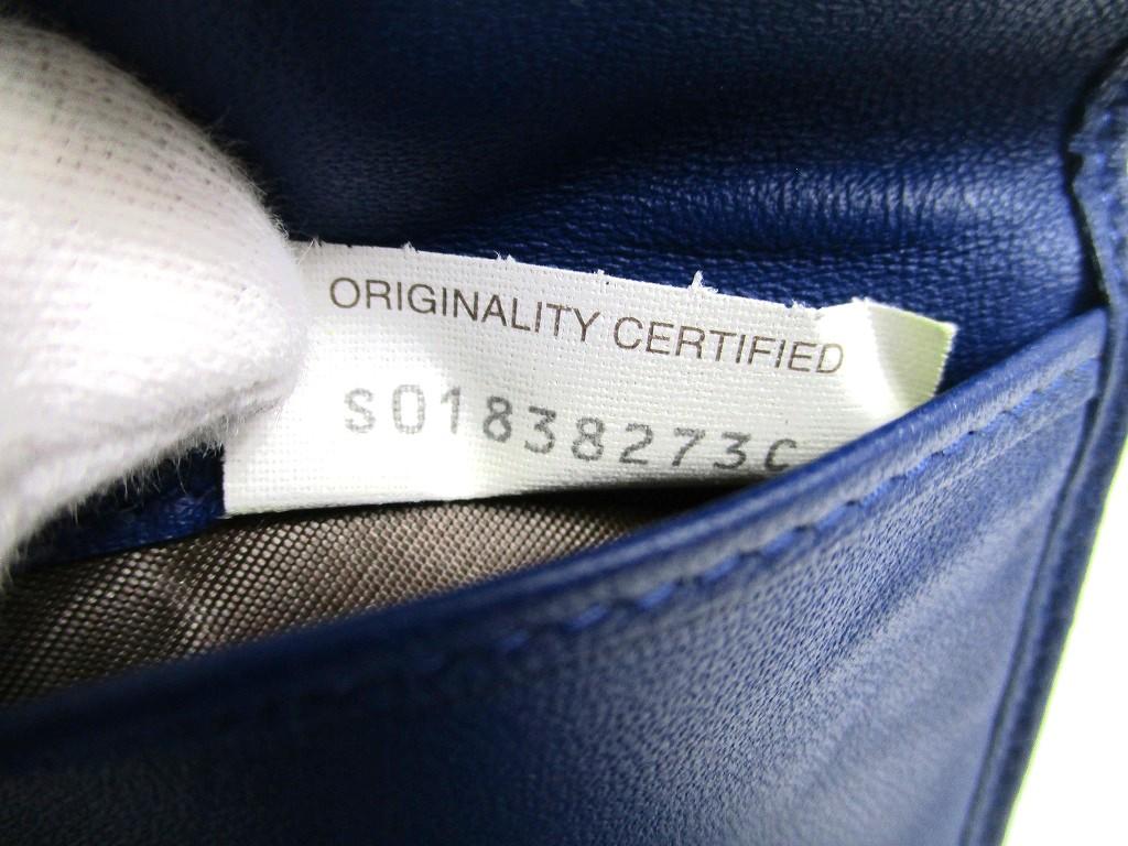 Authentic BOTTEGA VENETA Intrecciato Blue Leather Trifold Wallet Compact Wallet #a976  Pre-owned